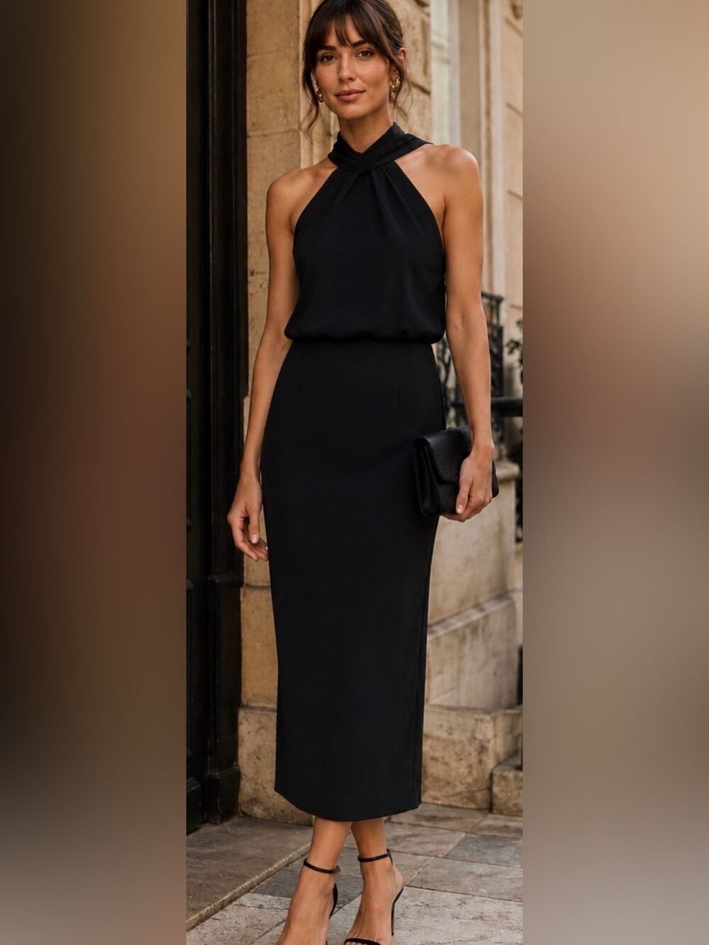 Hugo Boss Black Halter Neck Midi Dress Size 10 Sexy New with Tags Event